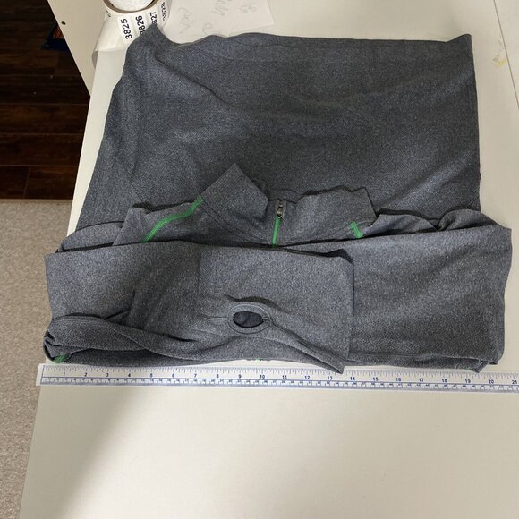 Lululemon Metal Vent Grey and Green 1/4 Zip Running Shirt Mens Size Large - Picture 10 of 12